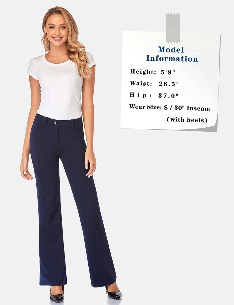 Tapata Women's 28''/30''/32''/34'' Stretchy Bootcut Dress Pants with Pockets Tall, Petite, Regular for Office Work Business 34", Navy Blue, XL - Image 5